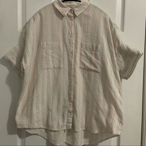 Madewell courier shirt in stitched rainbow stripe